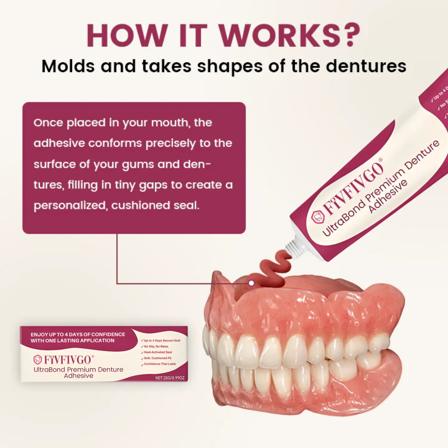 Fivfivgo® UltraBond Premium Denture Adhesive